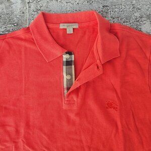Burberry Men Polo Shirt Orange Tone Cotton Short Sleeve Tee Size XL/TG Authentic